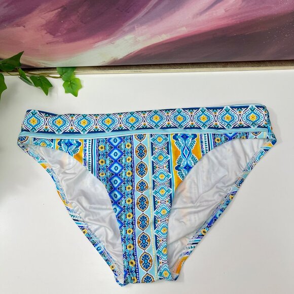 New La Blanca Scarf Banded Hipster Bikini Bottom in Blue Size 10 - Picture 3 of 7